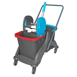 Takarítókocsi, műanyag vázas, 2x25 literes vödörrel, ECO