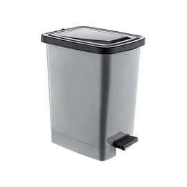 Slim Műanyag pedálos szemetes, ezüst/szürke, belső vödörrel 15L