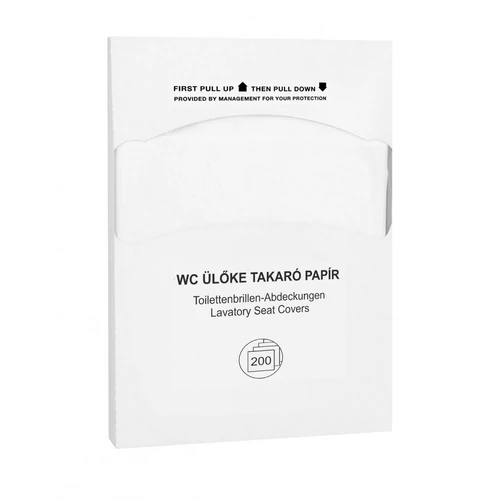 WC ülőke takaró papír, higiénikus alátét 200 db-os, 10 csomag/karton