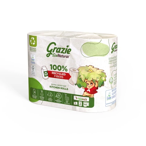 Lucart GRAZIE NATURAL Tekercses kéztörlő 2 rétegű, 2 tekercs/csomag
