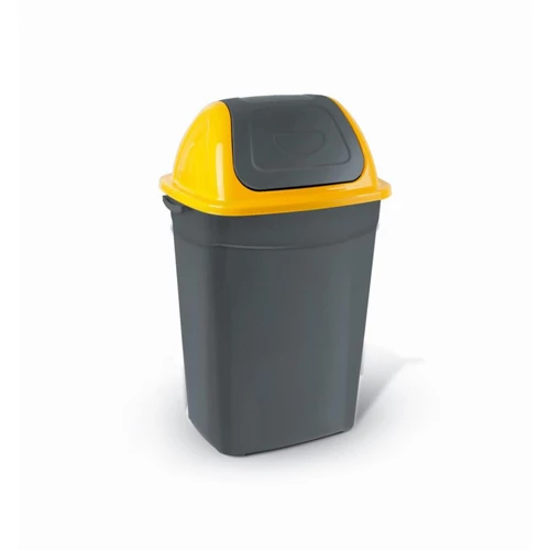 Billenőfedeles szemetes kuka, butterfly, műanyag, antracit-sárga, 50 L