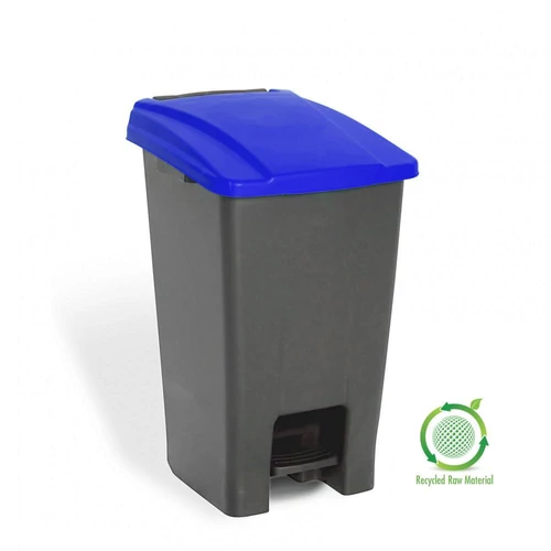 Planet Szelektív hulladékgyűjtő konténer, műanyag, pedálos, antracit/kék, 70L