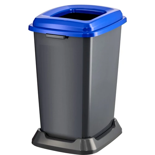 Szelektív hulladékgyűjtő konténer, műanyag, nyitott fedeles, kék, 50L