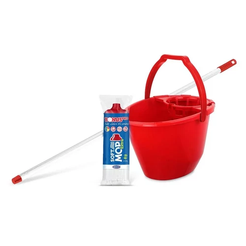 Bonus SoftMop Extra szett (vödör, csavaró, nyél, soft mop fej) - piros