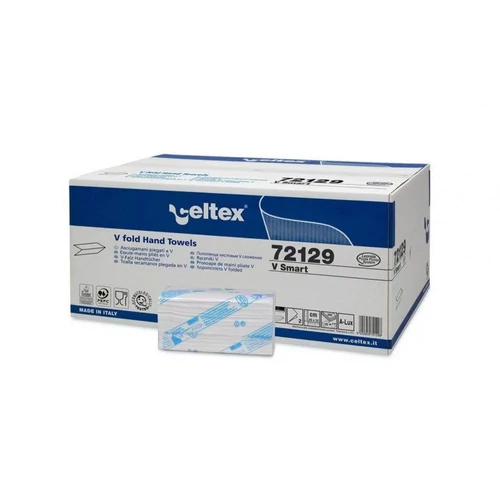 Celtex V Smart hajtogatott kéztörlő,  cellulóz, 2 réteg, 15x200 lap, (3000 lap/karton) 72129