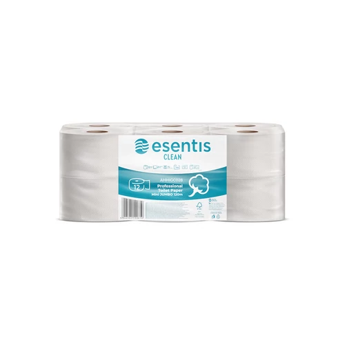 Esentis Professional mini jumbo toalettpapír, 12 tekercs, 2 rétegű, 392 lap/tekercs, 120m
