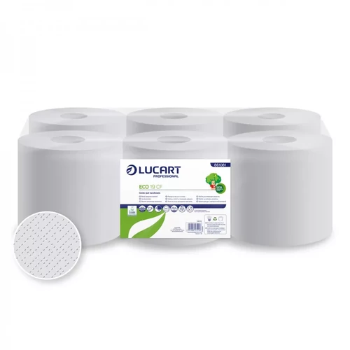 Lucart Eco 19 CF környezetbarát ipari törlőpapír 19cm átm. - 2 rétegű, fehér 100m (Karton - 6 tek), 861081