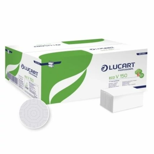 Lucart Eco V150 környezetbarát hajgtogatott kéztörlő - fehér 2 rétegű, 150 lapos (Karton - 20 csomag), 863062