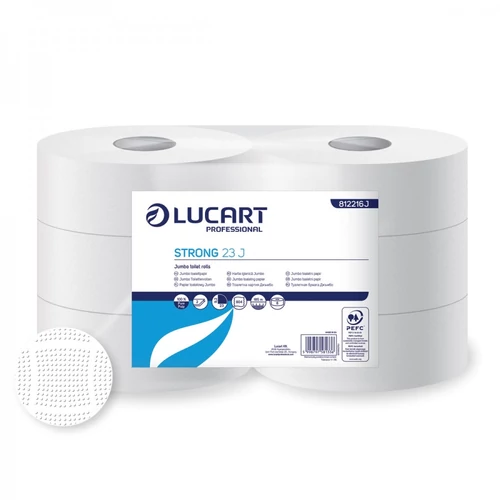 Lucart Strong 23J toalettpapír 23cm átm. - 2 rétegű, hófehér 185m (Karton - 6 tek), 812216J