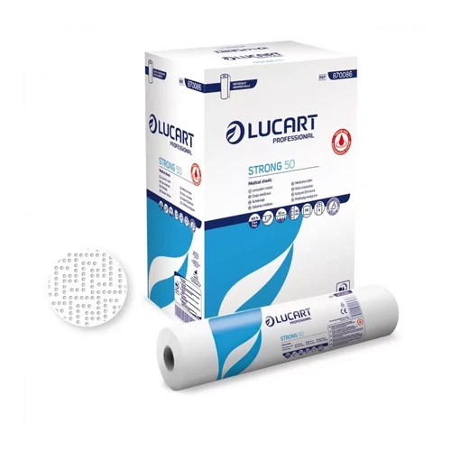 Lucart Strong 50 bakteriosztatikus orvosi lepedő - 2 rétegű, hófehér, 50m (Karton - 6 tek), 870086