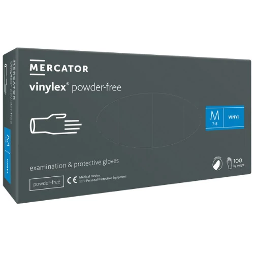 Mercator vinylex púdermentes gumikesztyű (100 db/doboz) L méret