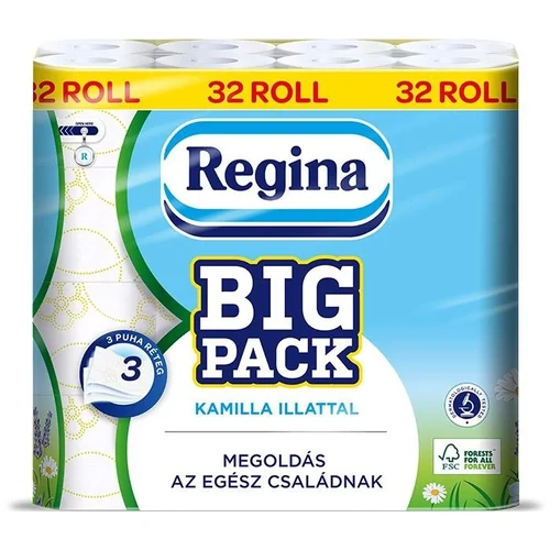 Regina toalettpapír 3 rétegű, kamilla, 32 tekercses