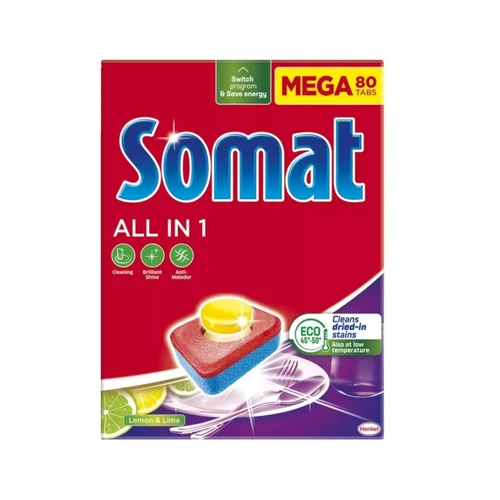 Somat All in One mosogatótabletta, Lemon & Lime, 80db