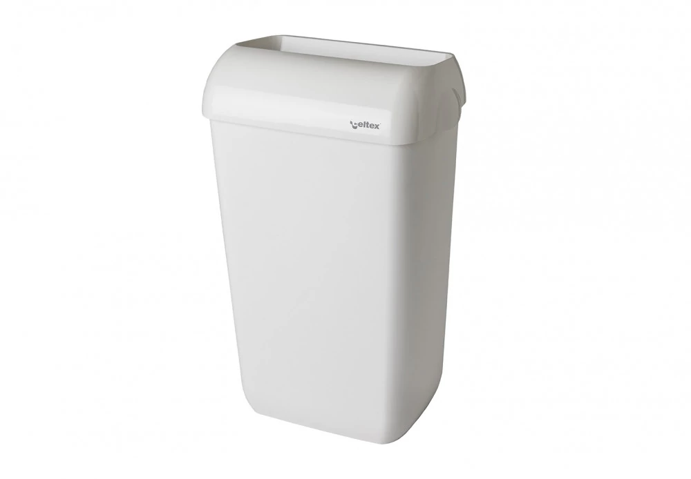 Celtex falra szerelhető nyitott fedeles kuka, 23 L, fehér