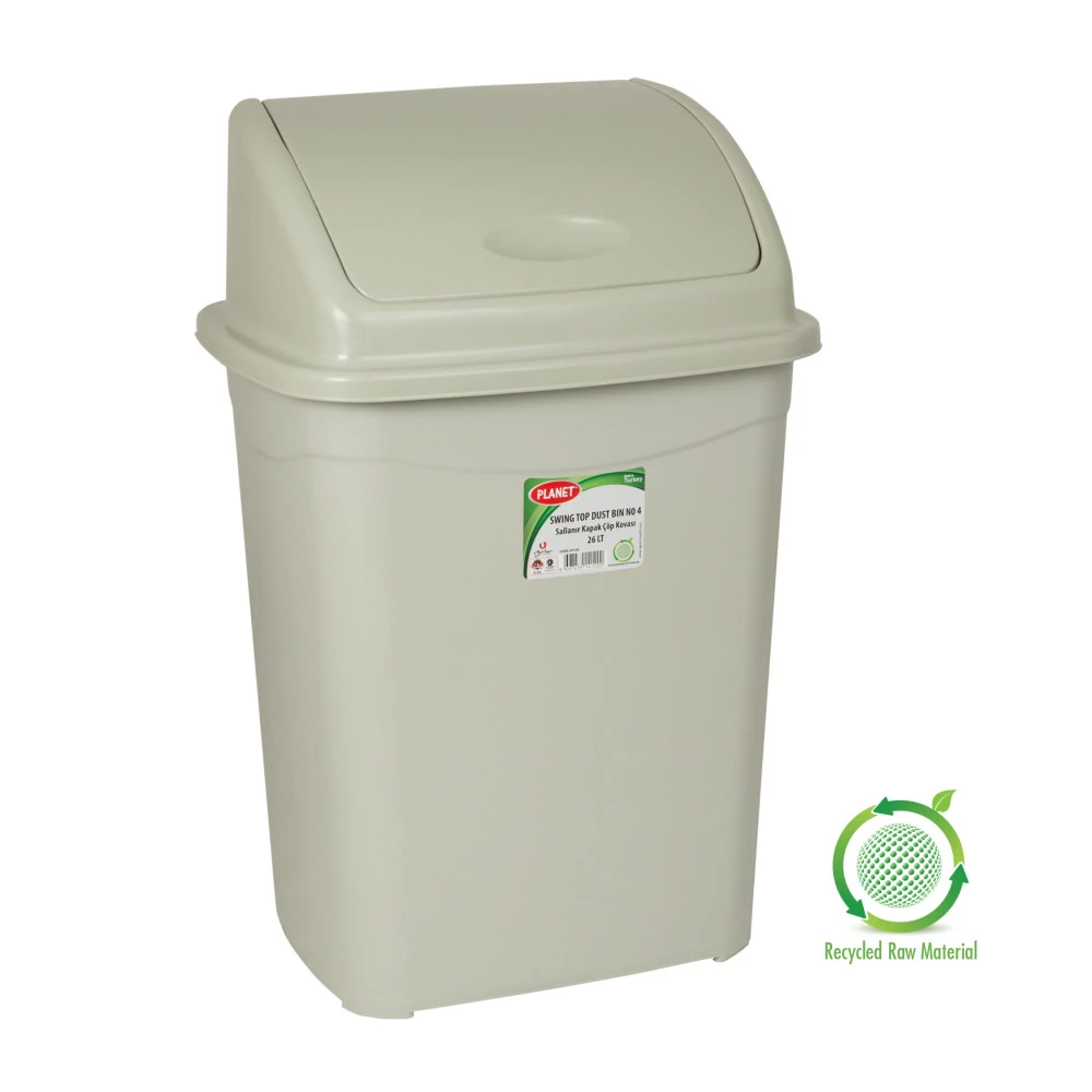 Billenőfedeles szemetes kuka, műanyag, szürke eco, 16 L