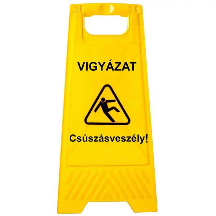 Csúszásveszély figyelmeztető tábla
