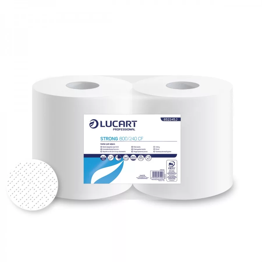 Lucart Strong 800 CF ipari törlőpapír 25cm átmérő, 2 rétegű, hófehér 240m (2 tekercs/karton)