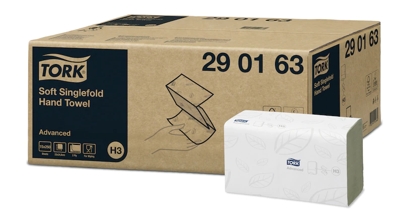 Tork Singlefold Z hajtogatott kéztörlő, 290163, H3, 2 rétegű, fehér, 15x250 lap