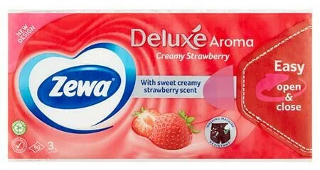 Zewa Deluxe papírzsebkendő 3 rétegű, Strawberry, 90 db